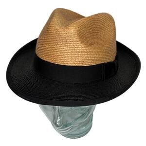 STETSON Staycation Fedora - Two Tone Straw Hat - Resort Summer Vacation - Size S
